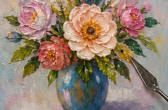 Impasto Flower Vase painting